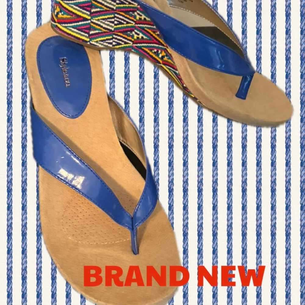 Style & Co. Vibrant Blue and Tan Wedges